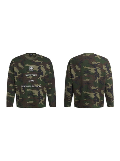 Camouflage Letter Graphic Long Sleeve T-Shirt WN27960