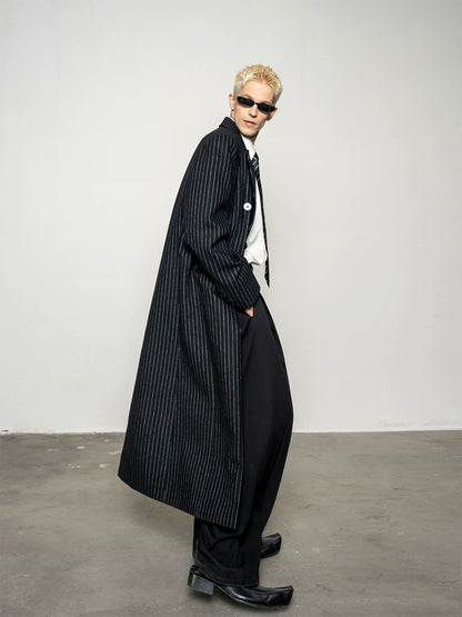 Stripe Design Wide Shoulder Coat WN20874