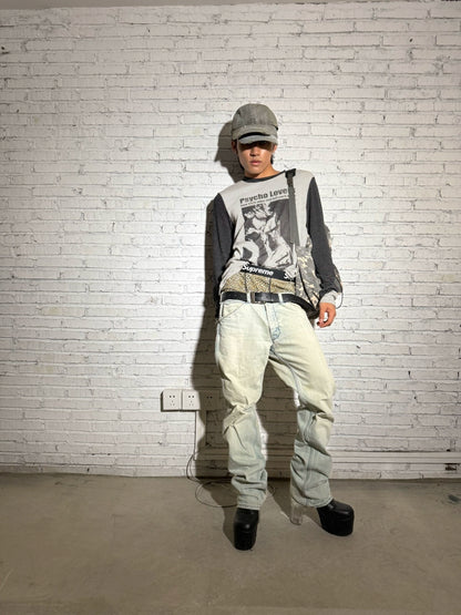 Graphic Print Stripe Long Sleeve T-Shirt WN19068