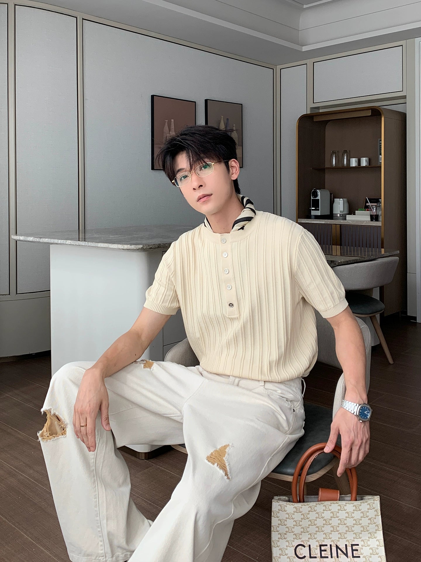 Henry Neck Oversize Short Sleeve T-Shirt WN20454