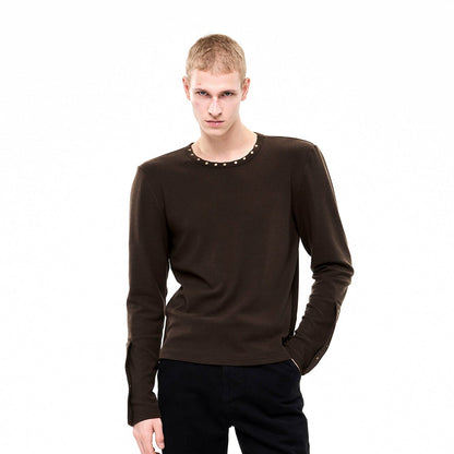 Metal Stud Design Long Sleeve T-Shirt WN21816