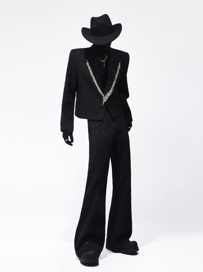 Rhinestone Fringe Design Tailored Jacket & Trousers Setup WN23772