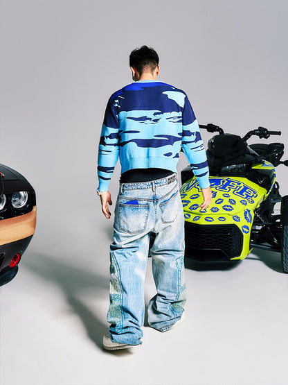 Contrast Color Jacquard Knit Sweater WN21009