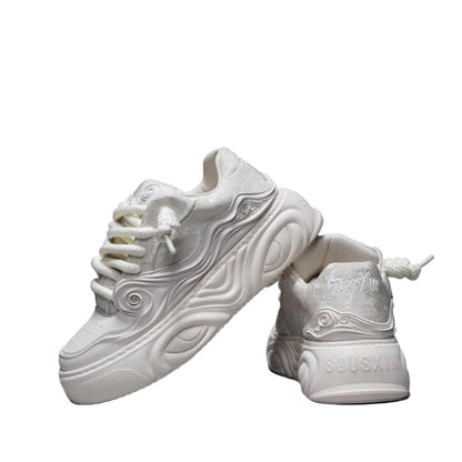 White Lace-Up Sneakers WN23299