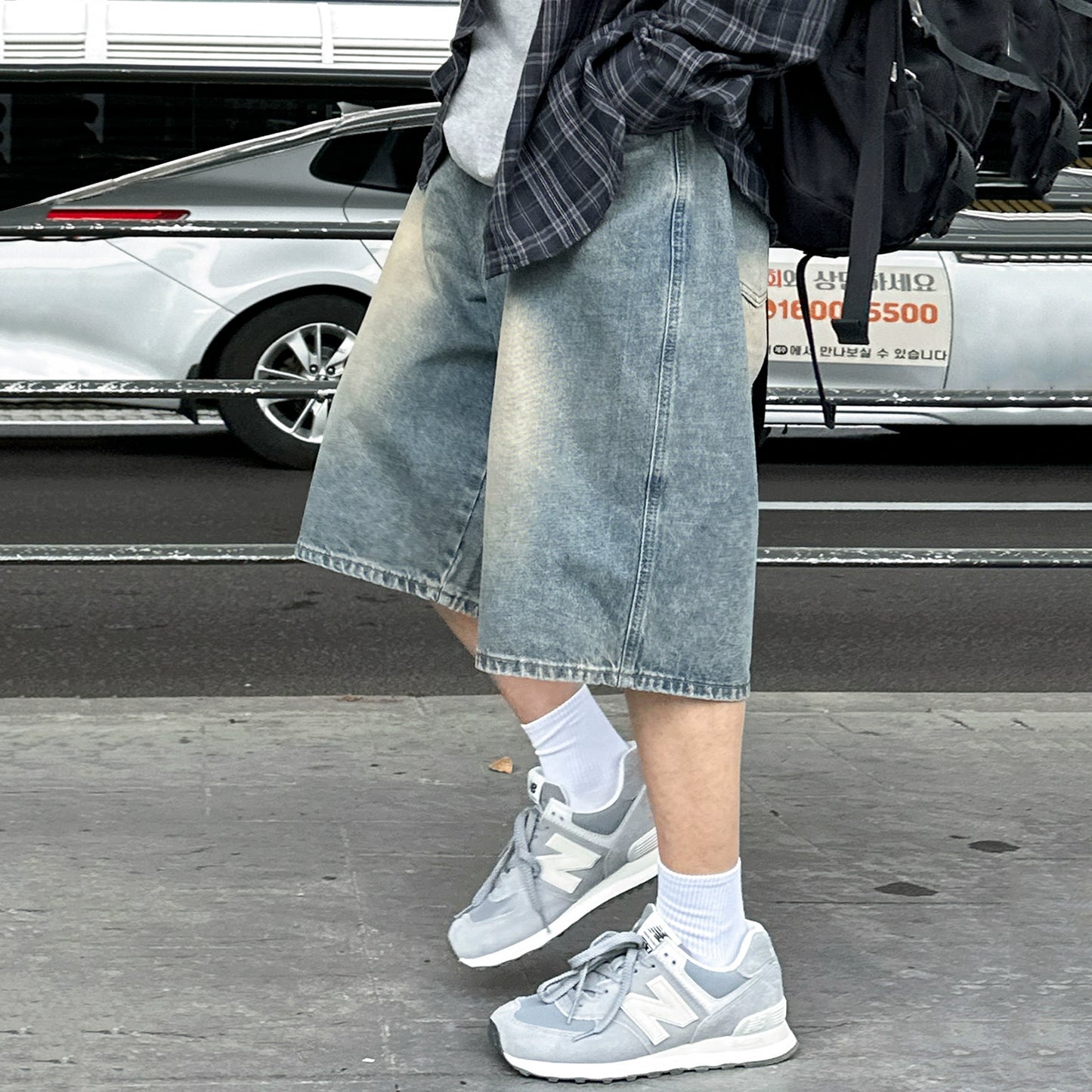 Wide Leg Washed Denim Half Pants WN20288