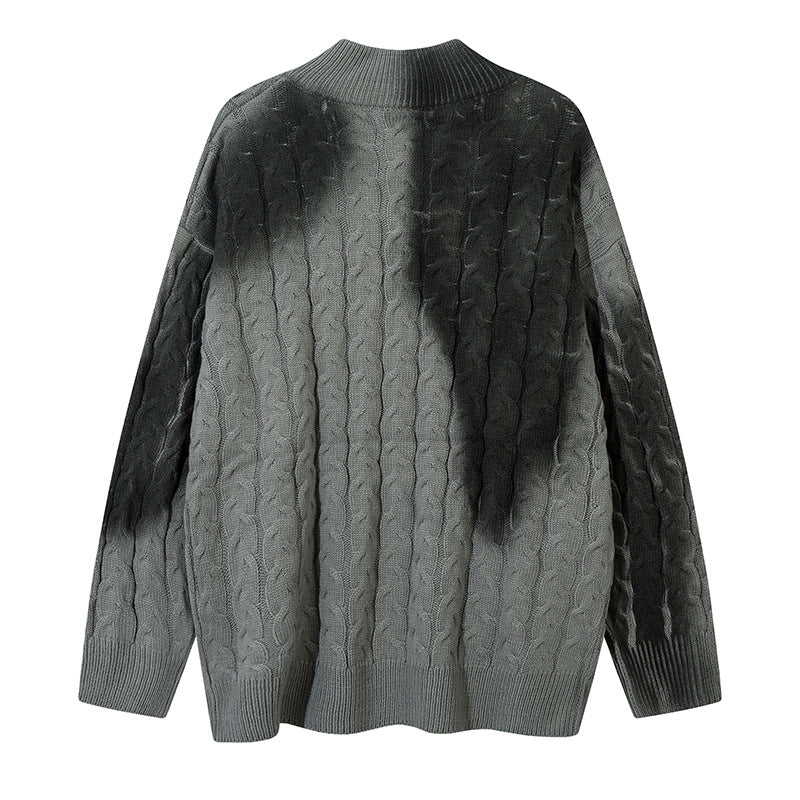 Colorblock Spray Paint Patchwork Oversize Knit Cardigan WN11442