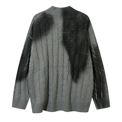 Colorblock Spray Paint Patchwork Oversize Knit Cardigan WN11442