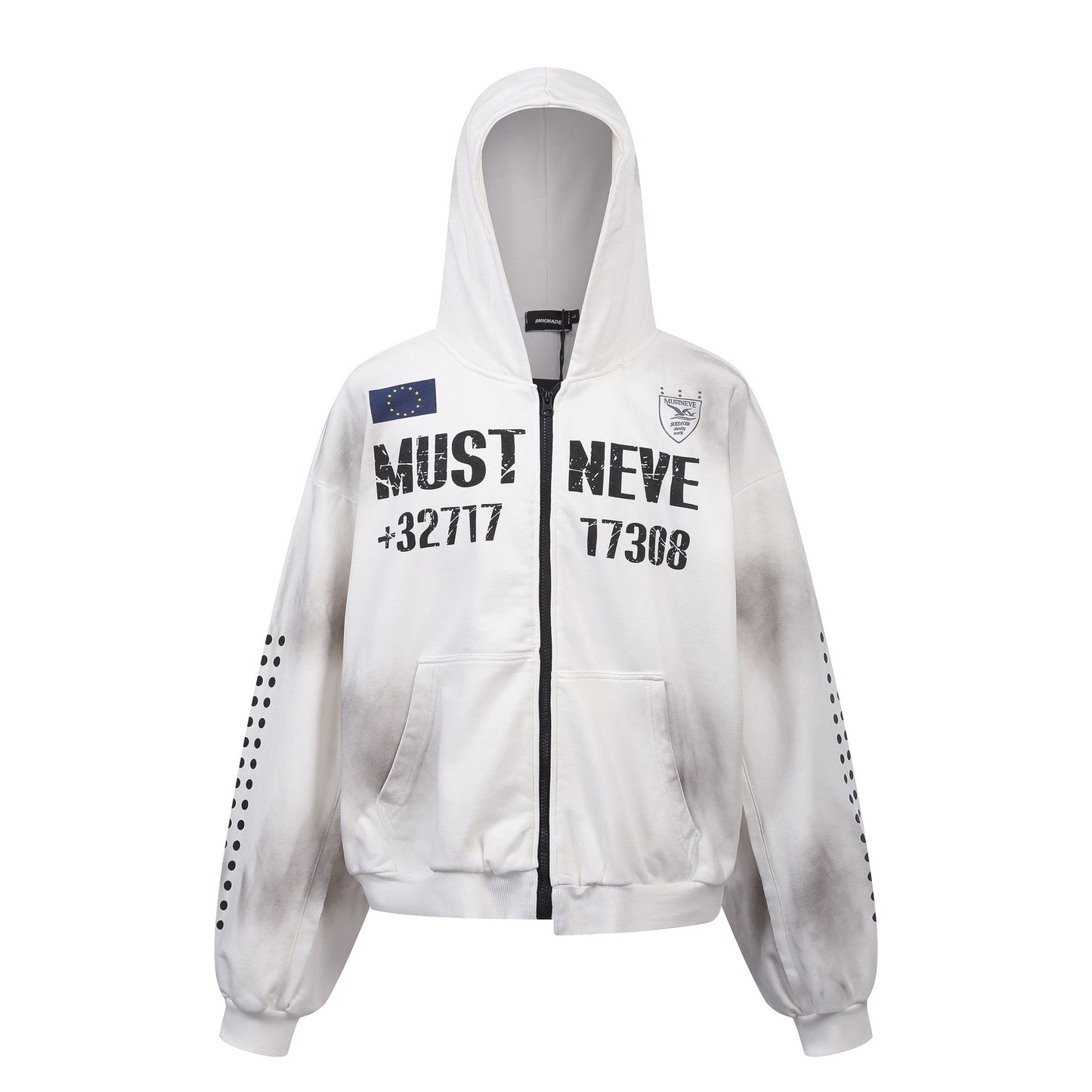 Dirty Washed Logo Print Zipper Hoodie & Dirty Washed Sweatpants Setup WN25540