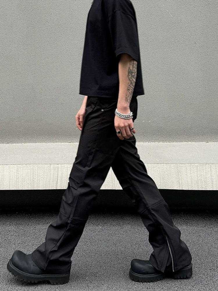 Waterproof Zipper Design Flare Pants WN19476