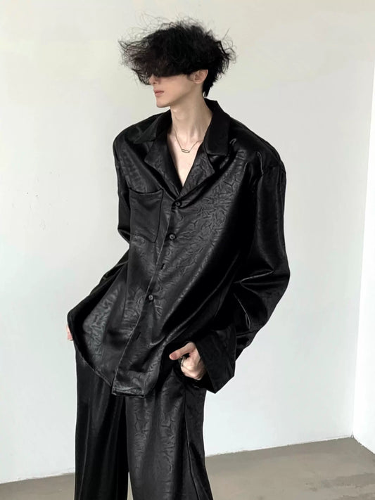 Silk Ice Fabric Long Sleeve Shirt & Straight Pants Setup WN9189