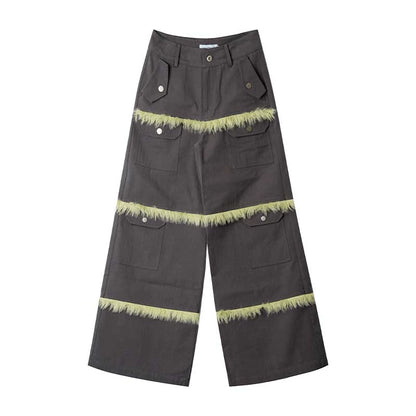 Contrast Stitch Multi Pocket Wide Leg Pants WN18884