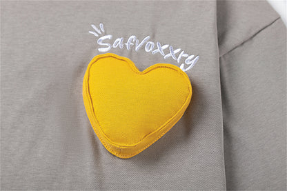 3D Heart Letter Embroidery Short Sleeve T-Shirt WN26923