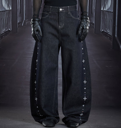 Heavy Craft Bead Curved Denim Jeans WN22854