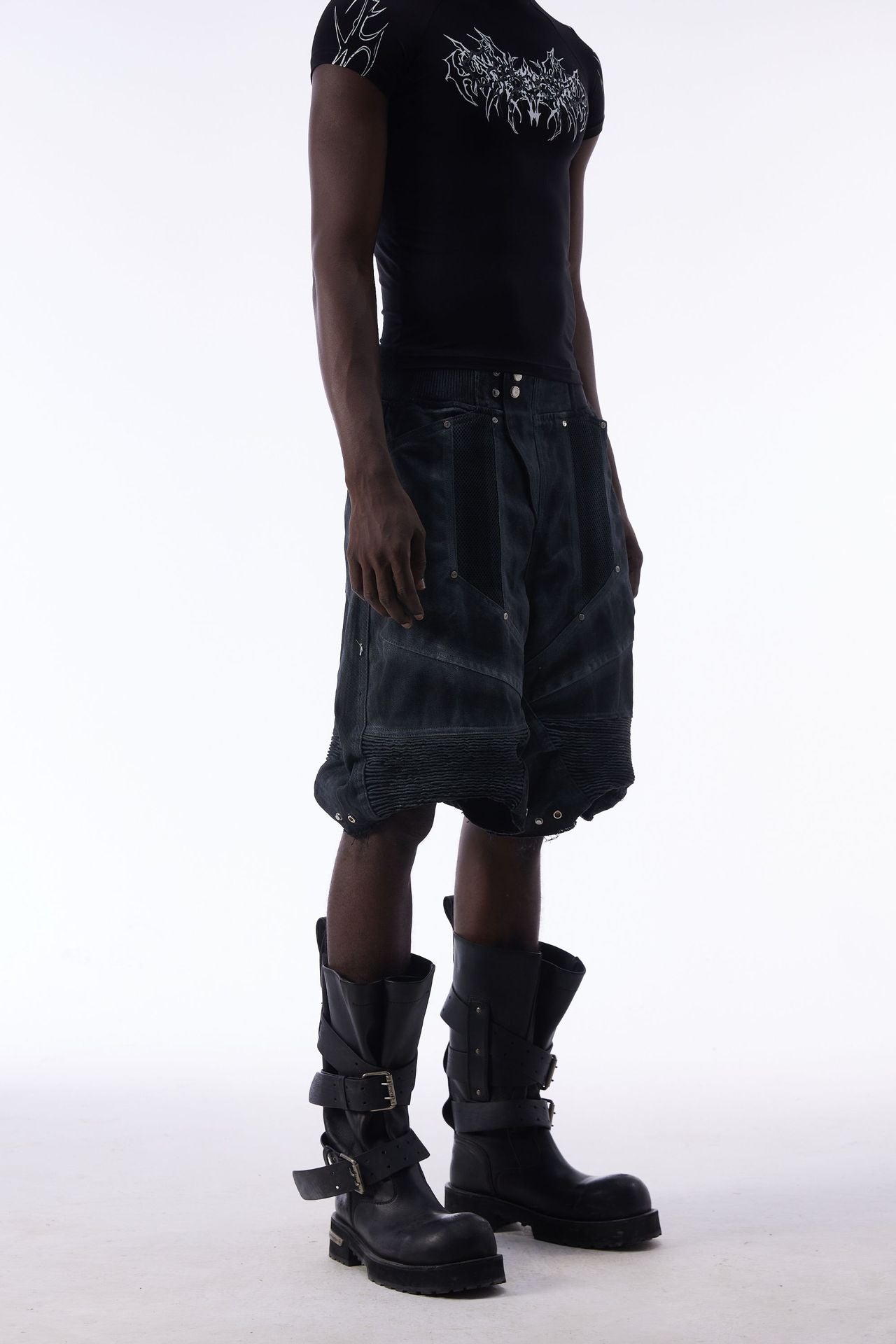 Damage Baggy Half Denim Jeans WN25584