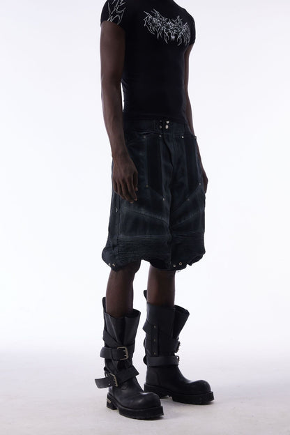 Damage Baggy Half Denim Jeans WN25584