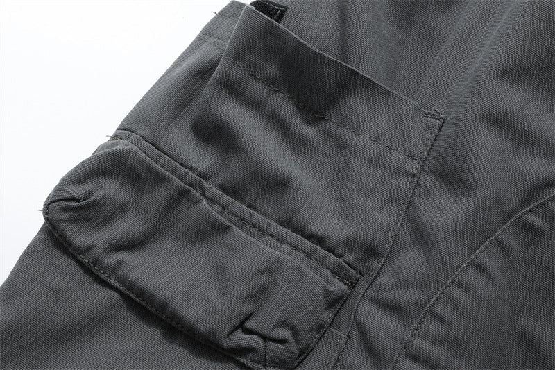 Washed Damage Zipper Cargo Half Pants WN26853