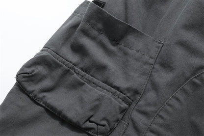 Washed Damage Zipper Cargo Half Pants WN26853