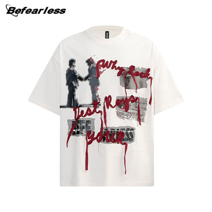 Ribbon Portrait Graphic Oversize Short Sleeve T-Shirt WN26335