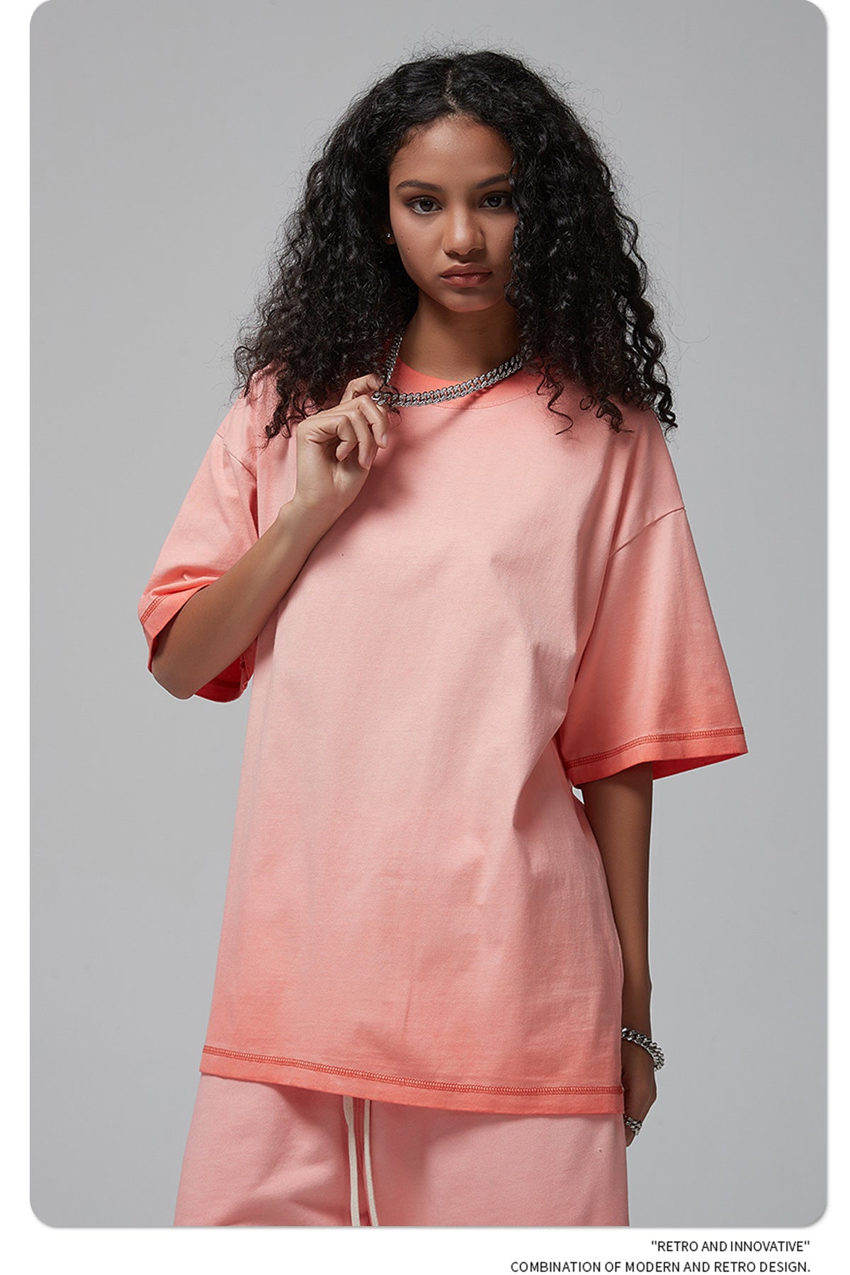 Vintage Dyed Oversize Short-sleeve T-shirt & Vintage Dyed Short Sweatpants Setup WN6642