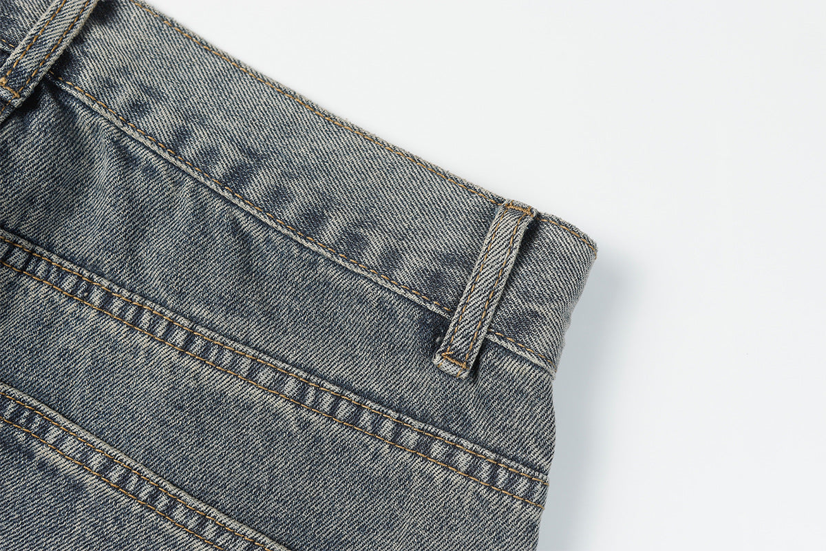 Panel Design Wide Leg Denim Jeans WN25497