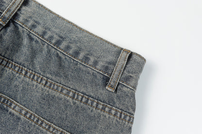 Panel Design Wide Leg Denim Jeans WN25497