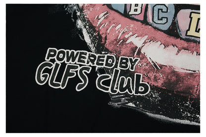 Graffiti Lip Print Damage Short Sleeve T-Shirt WN26521