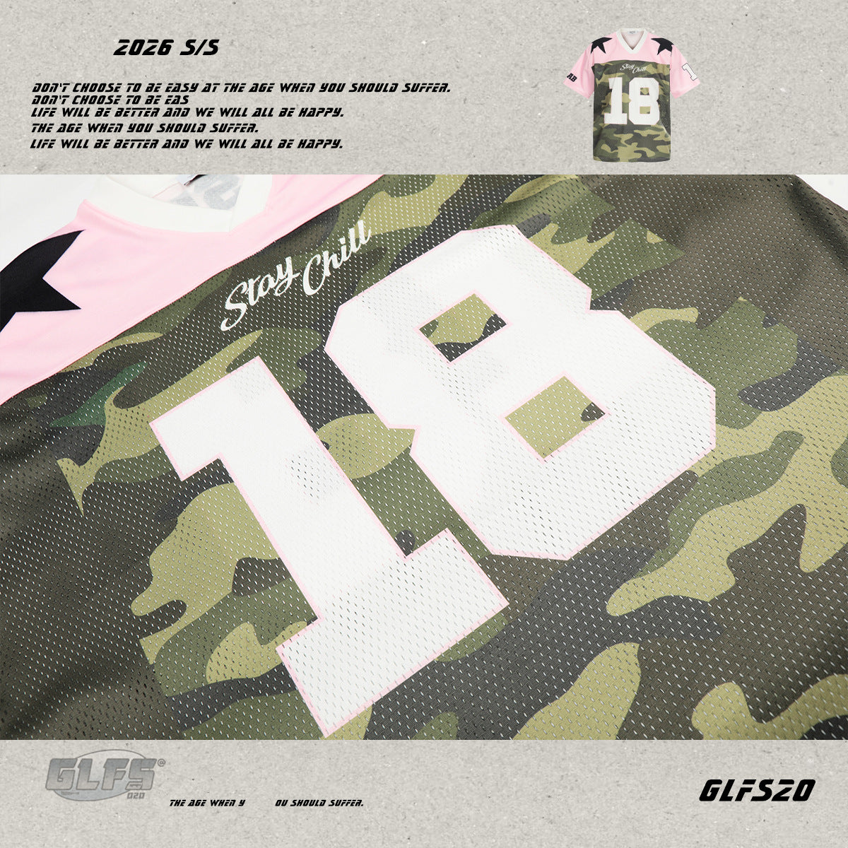 Sporty Pink Camo Star V-Neck Short Sleeve T-Shirt WN26507