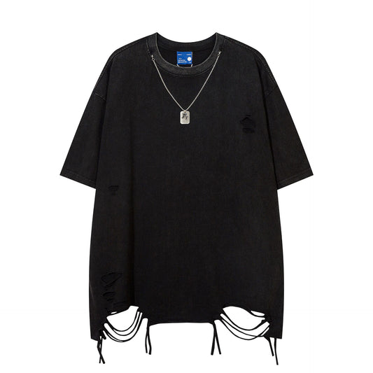 Heavyweight Washed Damage Short Sleeve T-Shirt WN16108