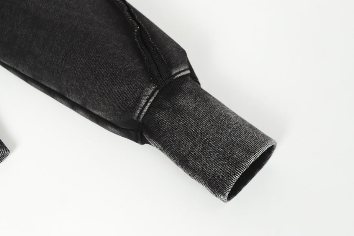 Washed Asymmetrical Zipper Detail Hoodie WN25382