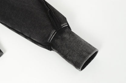 Washed Asymmetrical Zipper Detail Hoodie WN25382