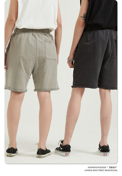 Washed Vintage Raw Edge Short Sweatpants WN6628