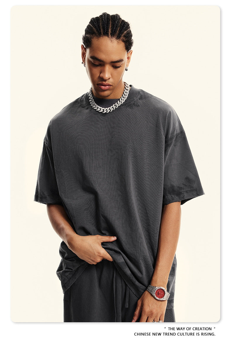 Washed Damage Oversize Heavyweight Short Sleeve T-Shirt WN6072