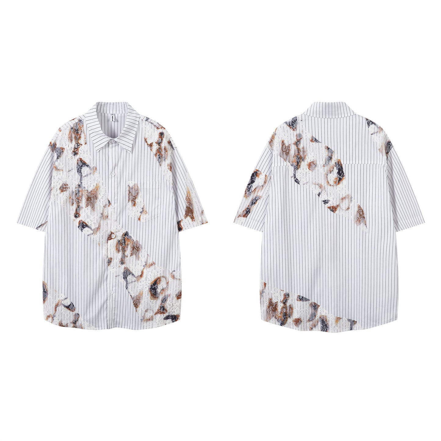 Stripe Burn Print Short Sleeve Shirt WN26793