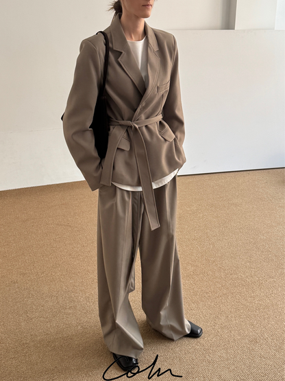 Textured Belted Tailored Jacket WN21473