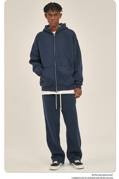 Oversize Heavyweight Zipper Hoodie & Heavyweight Sweatpants Setup WN6640-K