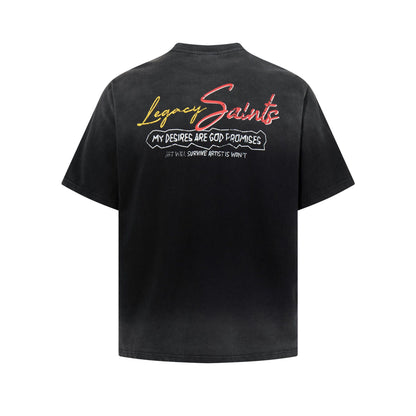 Washed Graphic Letter Print Short Sleeve T-Shirt WN25923