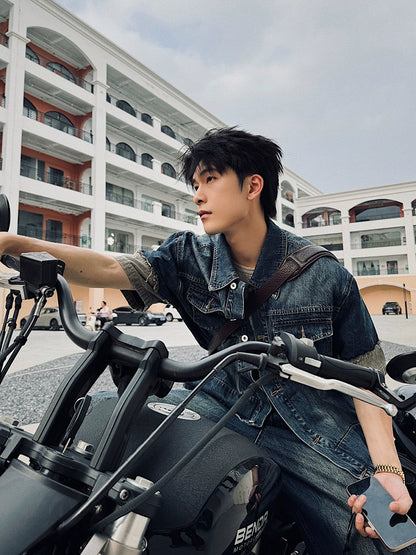 Short Sleeve Denim Shirt & Denim Jeans Setup WN20420