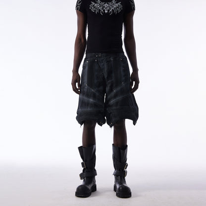 Damage Baggy Half Denim Jeans WN25584