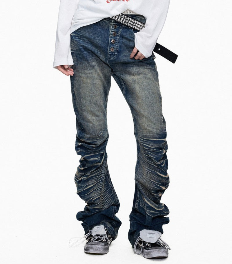 Washed Whisker Stack Denim Jeans WN27270