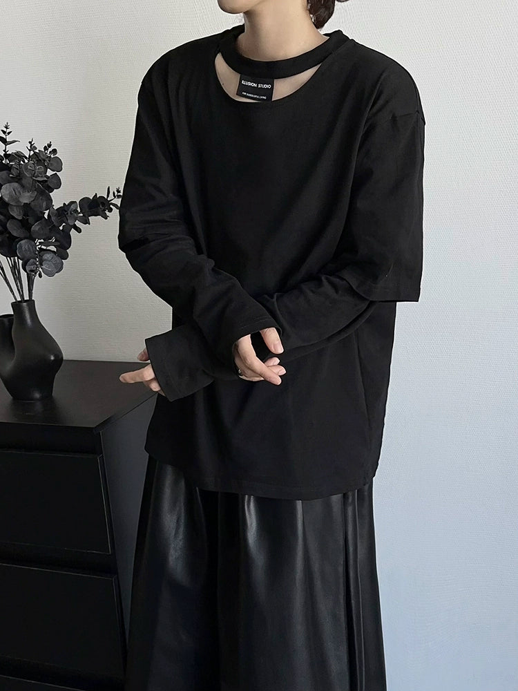 Deconstructed Hollow-Out Long Sleeve T-Shirt WN19366