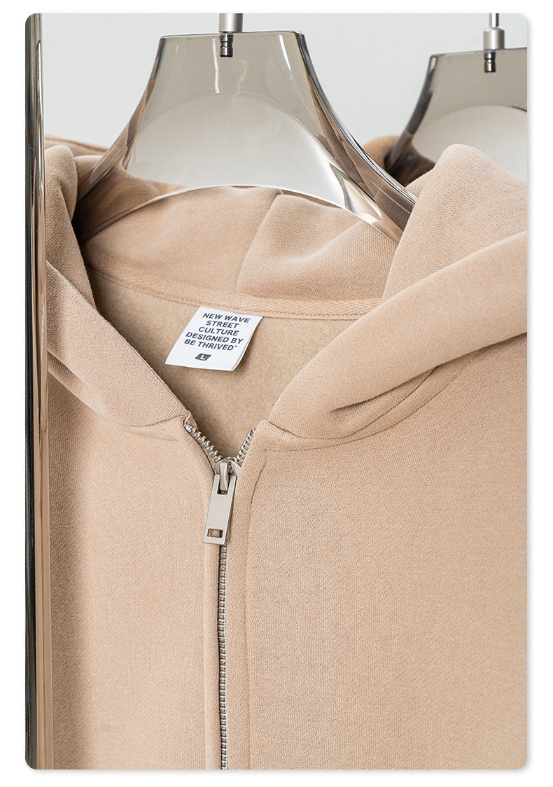 Fleece Lining Oversize Washed Zipper Hoodie WN9943