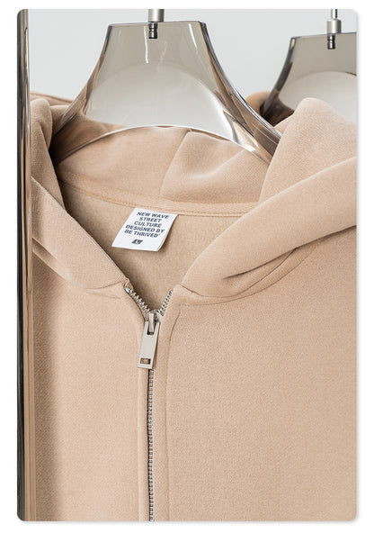 Fleece Lining Oversize Washed Zipper Hoodie WN9943