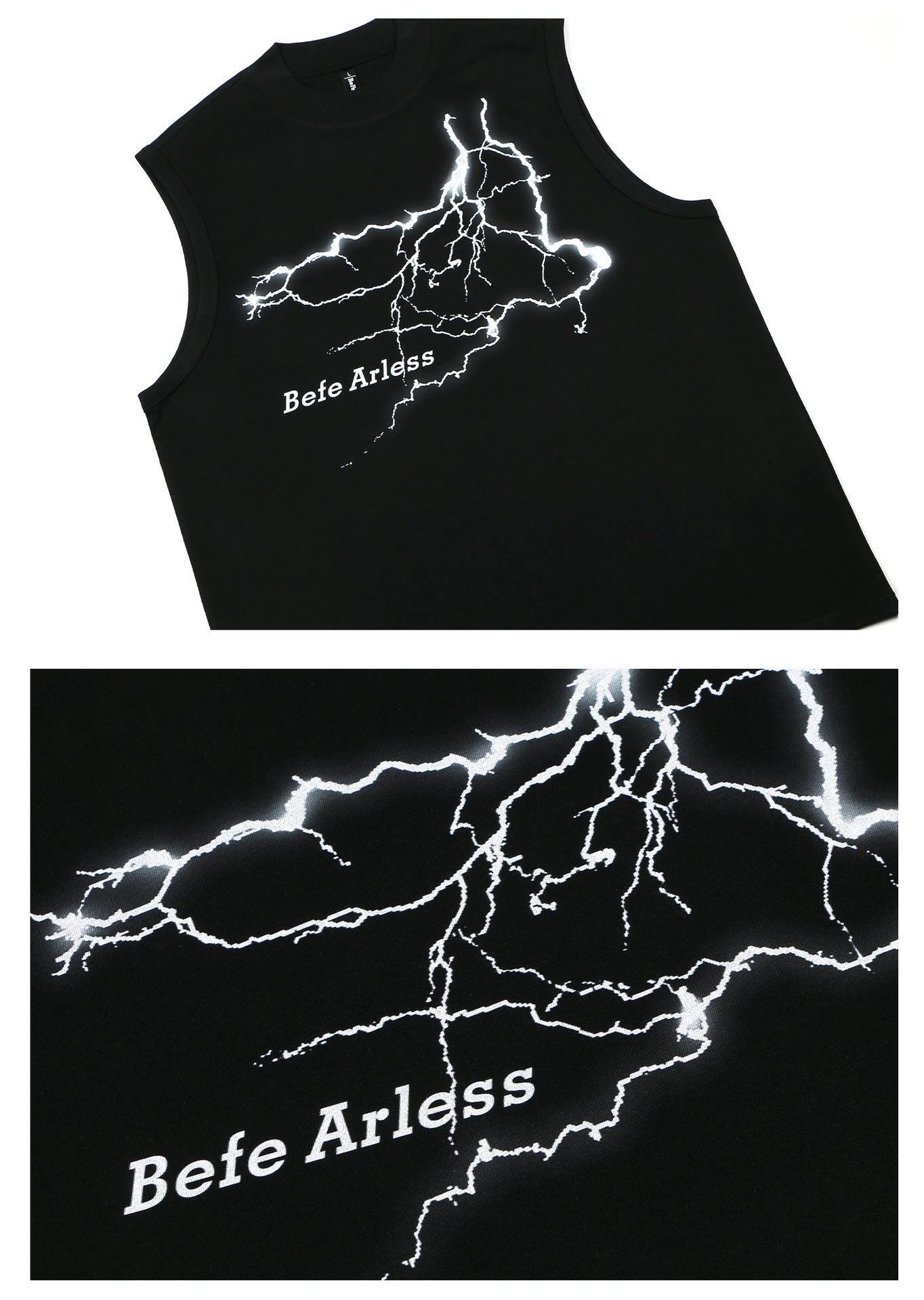 Lightning Print Oversize Sleeveless T-Shirt WN26374