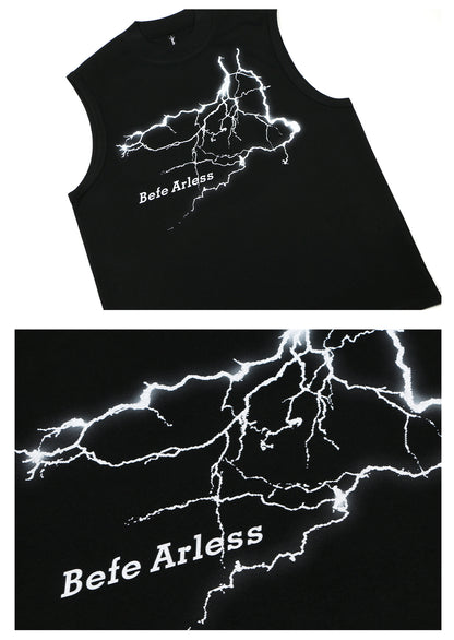 Lightning Print Oversize Sleeveless T-Shirt WN26374