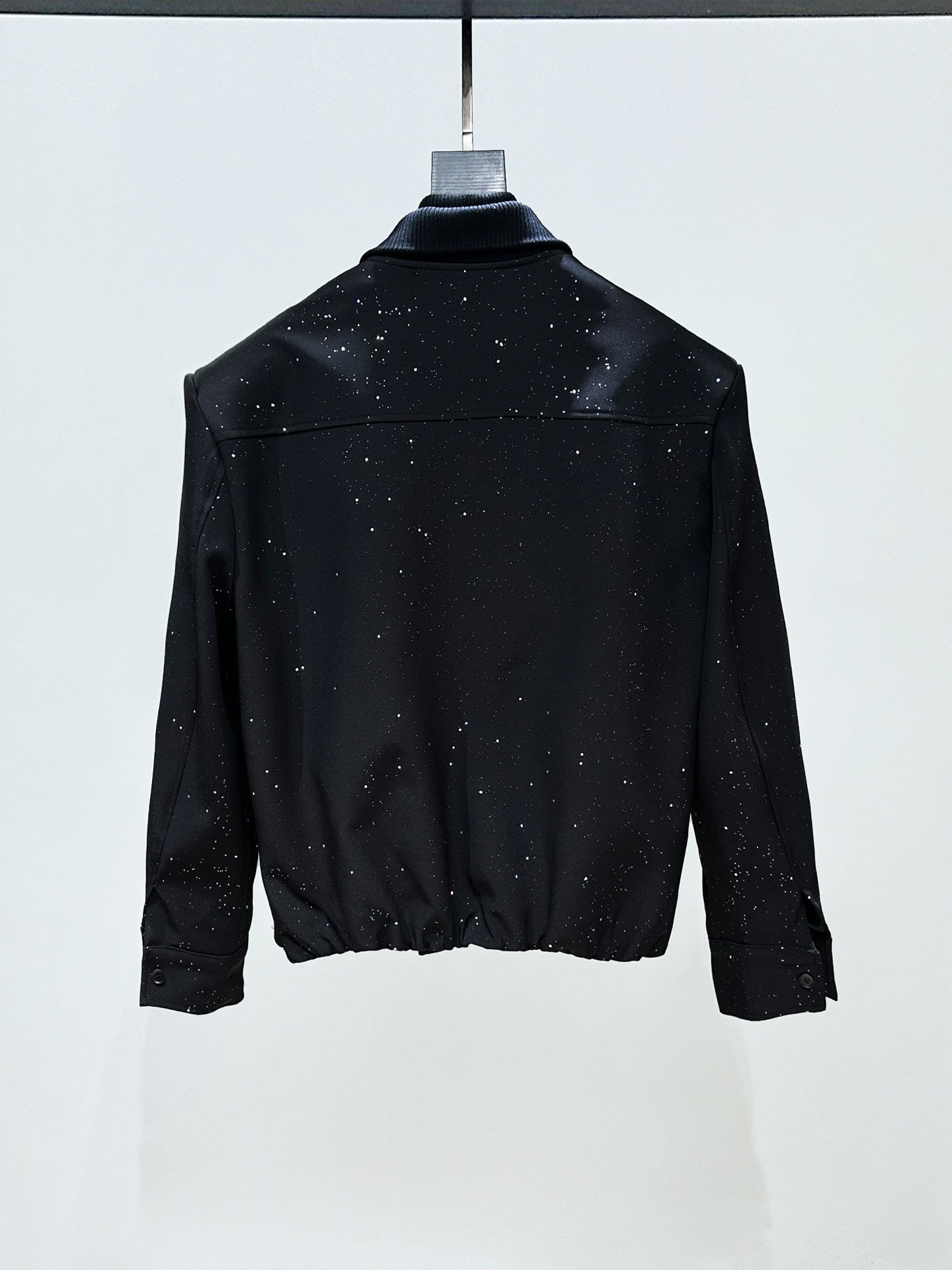 Foil Star Pattern Double Breasted Short Jacket & Flare Pants Setup WN23927