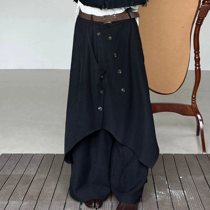 Asymmetrical Draping Wide Leg Trousers WN19950