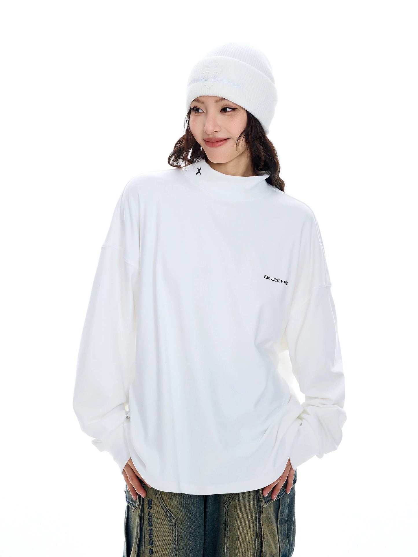 High-Neck Long Sleeve T-Shirt WN9772