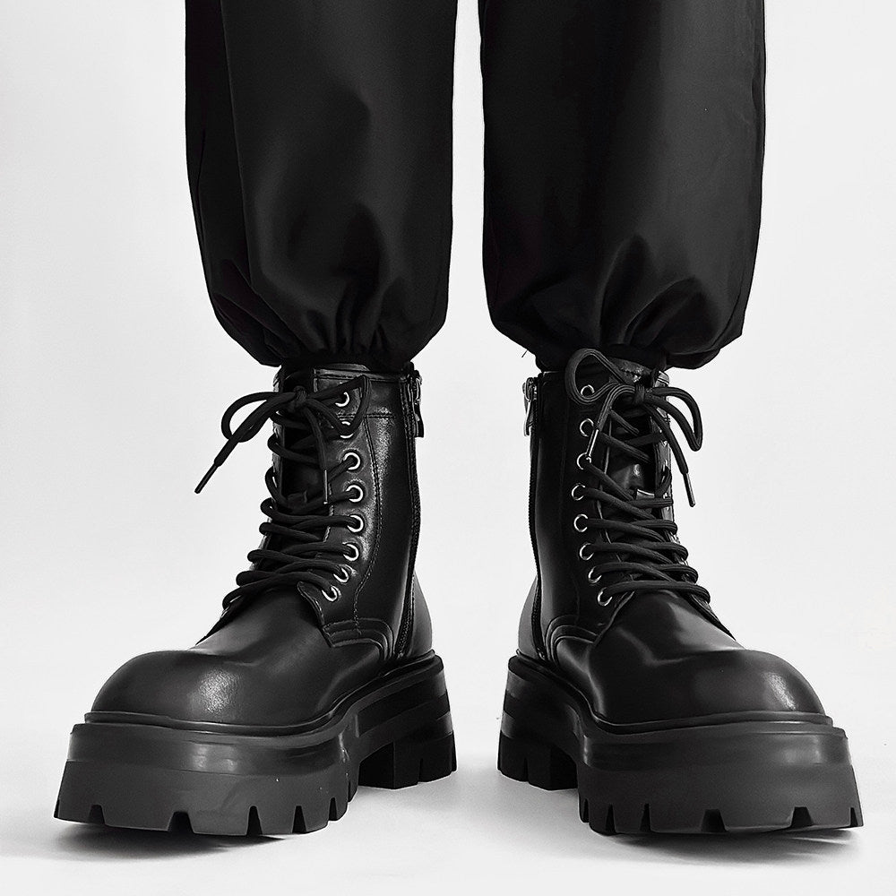 Chunky Lug Sole Platform Lace-Up Zipper Boots WN24547