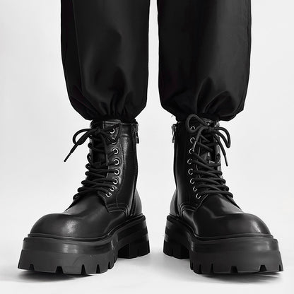 Chunky Lug Sole Platform Lace-Up Zipper Boots WN24547