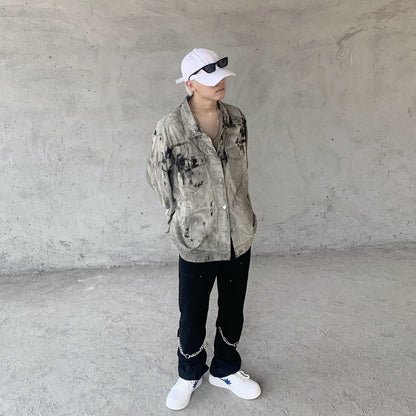 Washed Tie-Dye Damage Denim Jacket WN24411